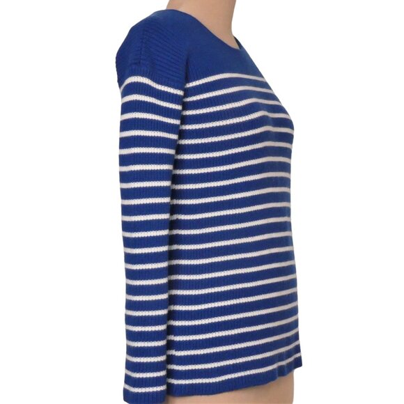 Gap Maternity Brooklyn Blue White Stripe Scoop Wool Blend Sweater Size XS - Picture 3 of 6